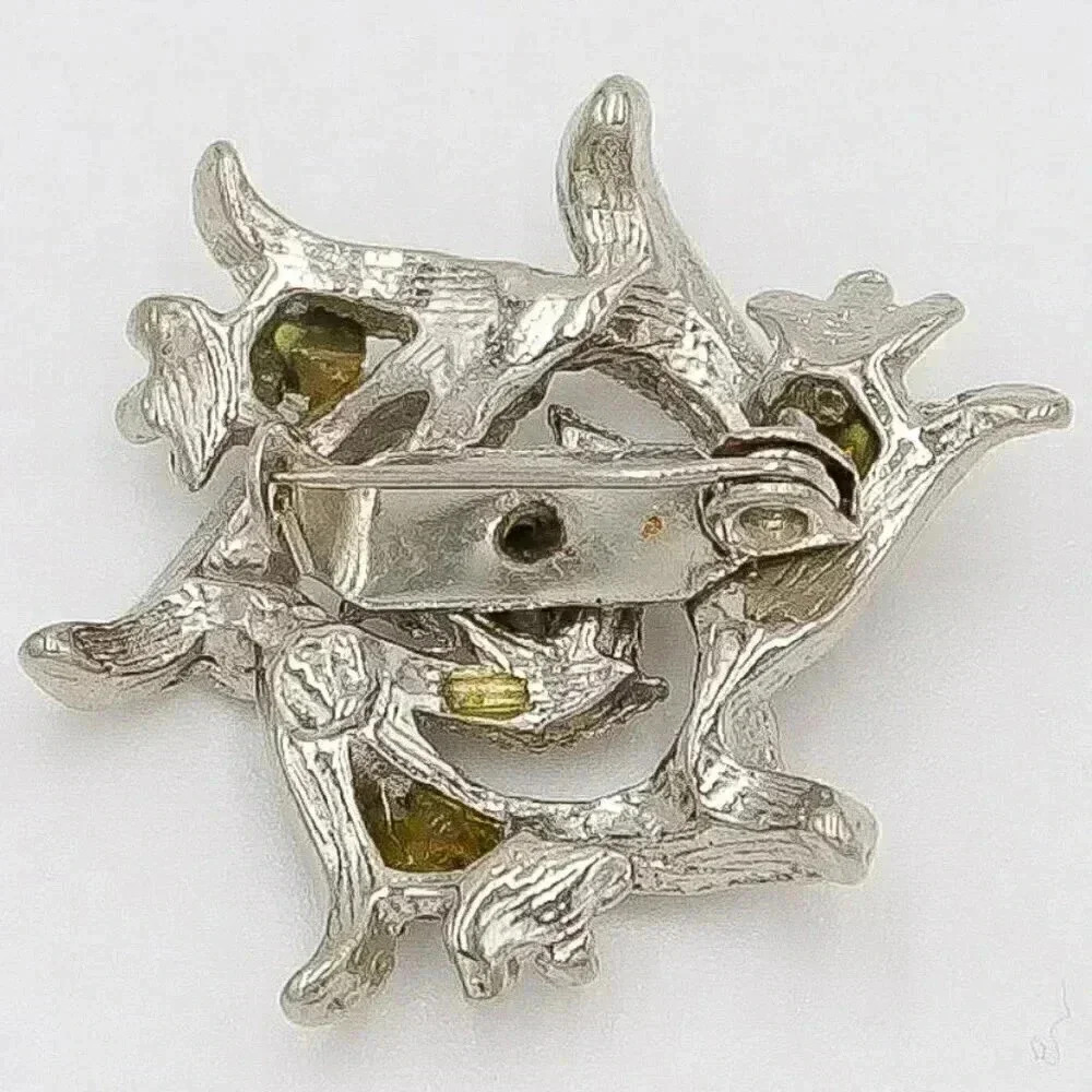 Silver Geometric Shaped Brooch Formal Evening Brooch‎ - Picture 2 of 2